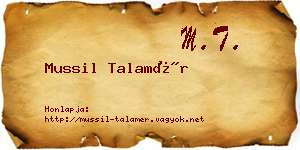 Mussil Talamér névjegykártya